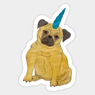 Uni-pug, Pug With Unicorn Horn Sticker